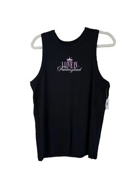Disney Parks I Live In Fantasyland Black Fitted Tank Top Size Large NWT